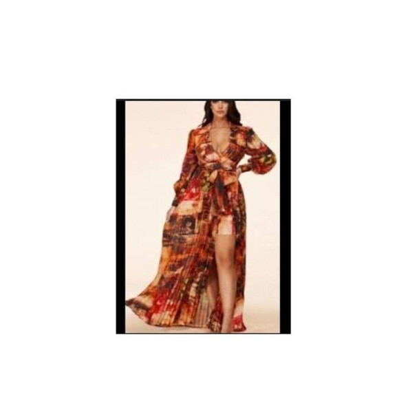 Latiste Maxi Dress Womens 3X Sheer Multicolor V Neck Vacation Formal - Picture 14 of 14